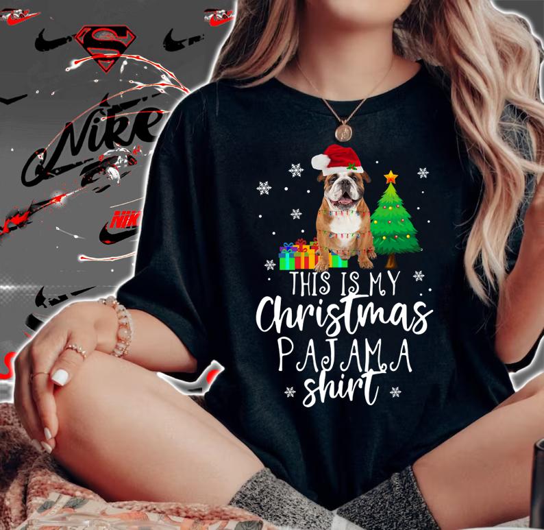 Christmas Pajama For English Bulldog Lover Gifts t-shirt woman shirt