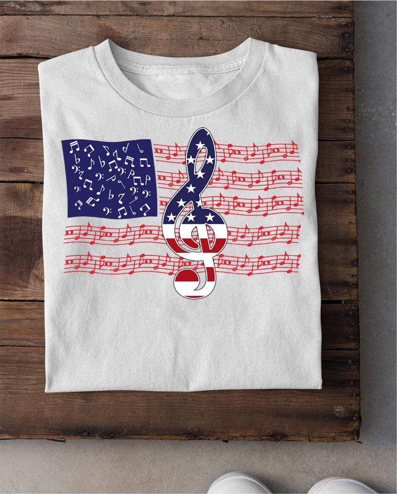 Music Note American Flag Independence Day t-shirt shirt