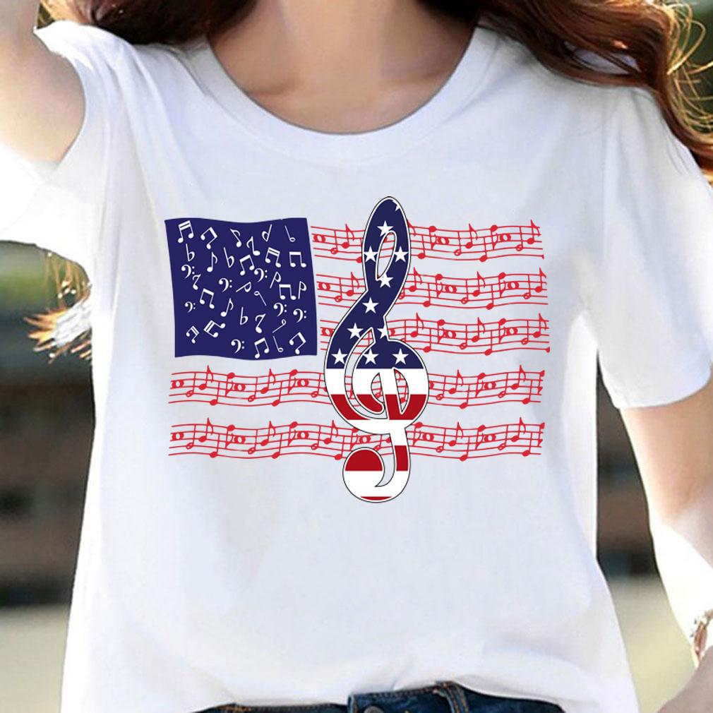 Music Note American Flag Independence Day t-shirt woman shirt
