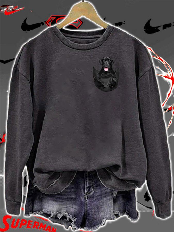 Original Black Labrador Retriever dog inside pocket t-shirt sweatshirt