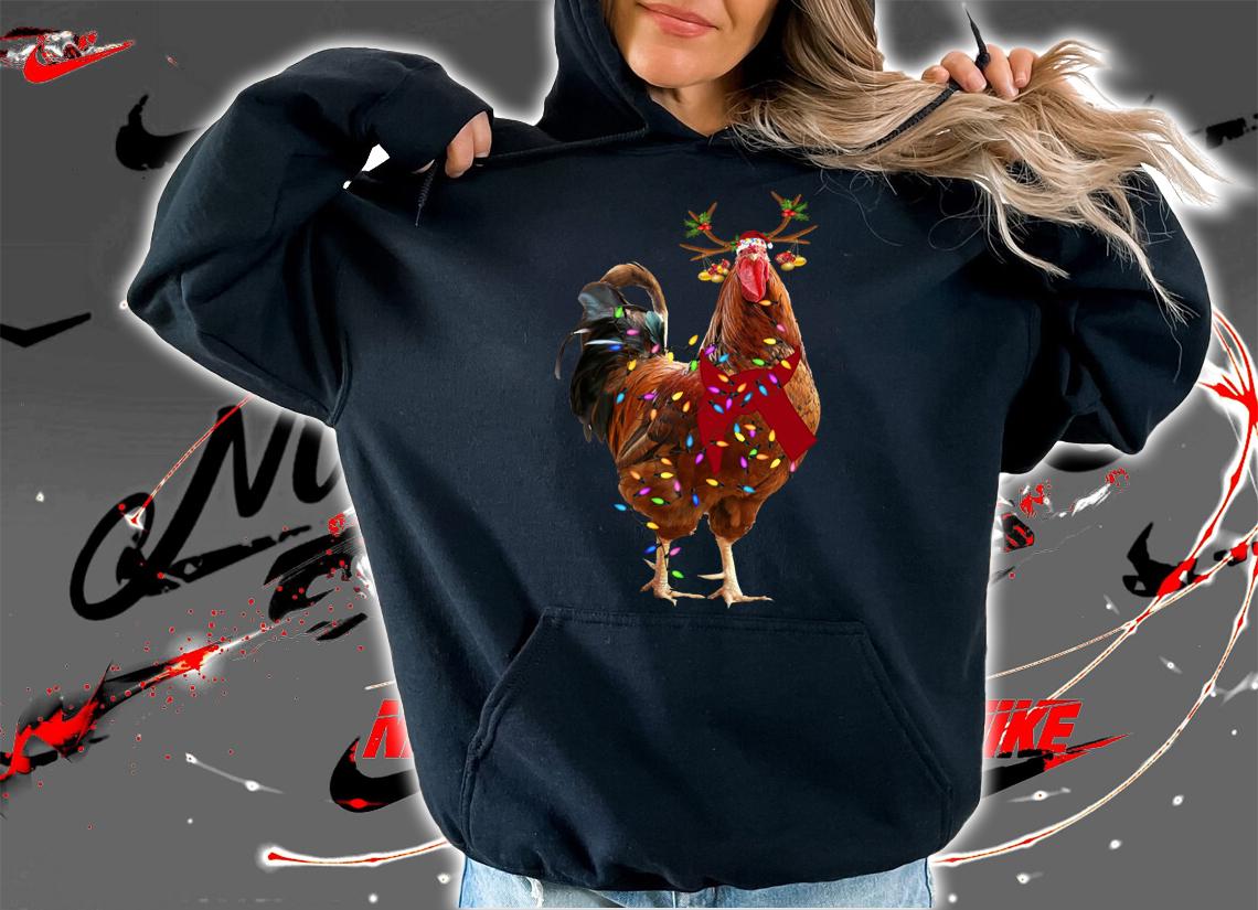 Christmas chicken santa reindeer t-shirt hoodie