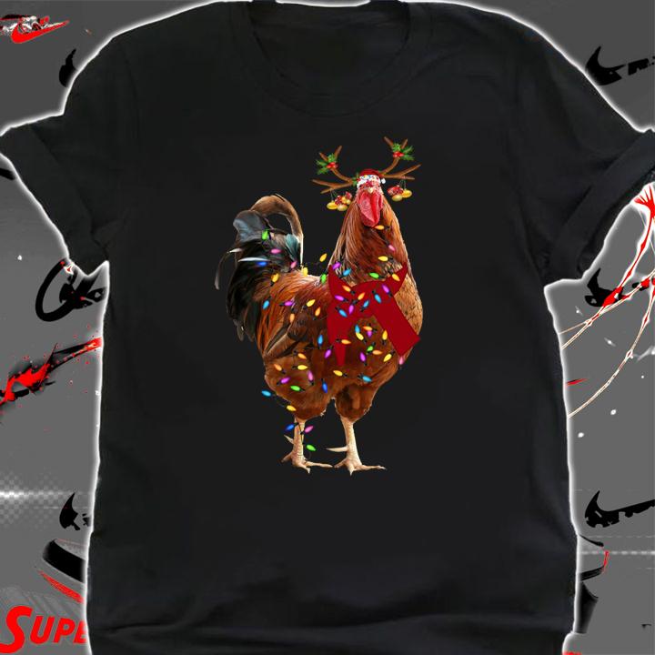Christmas chicken santa reindeer t-shirt shirt