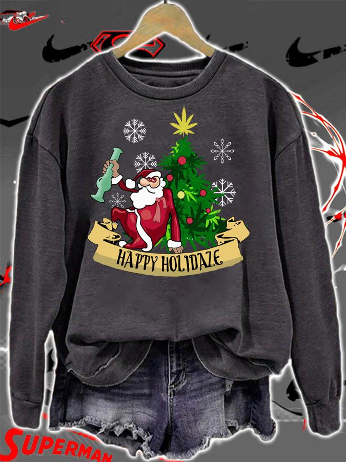 Smoking Santa Happy Holidaze Cannabis Christmas Tree t-shirt sweatshirt