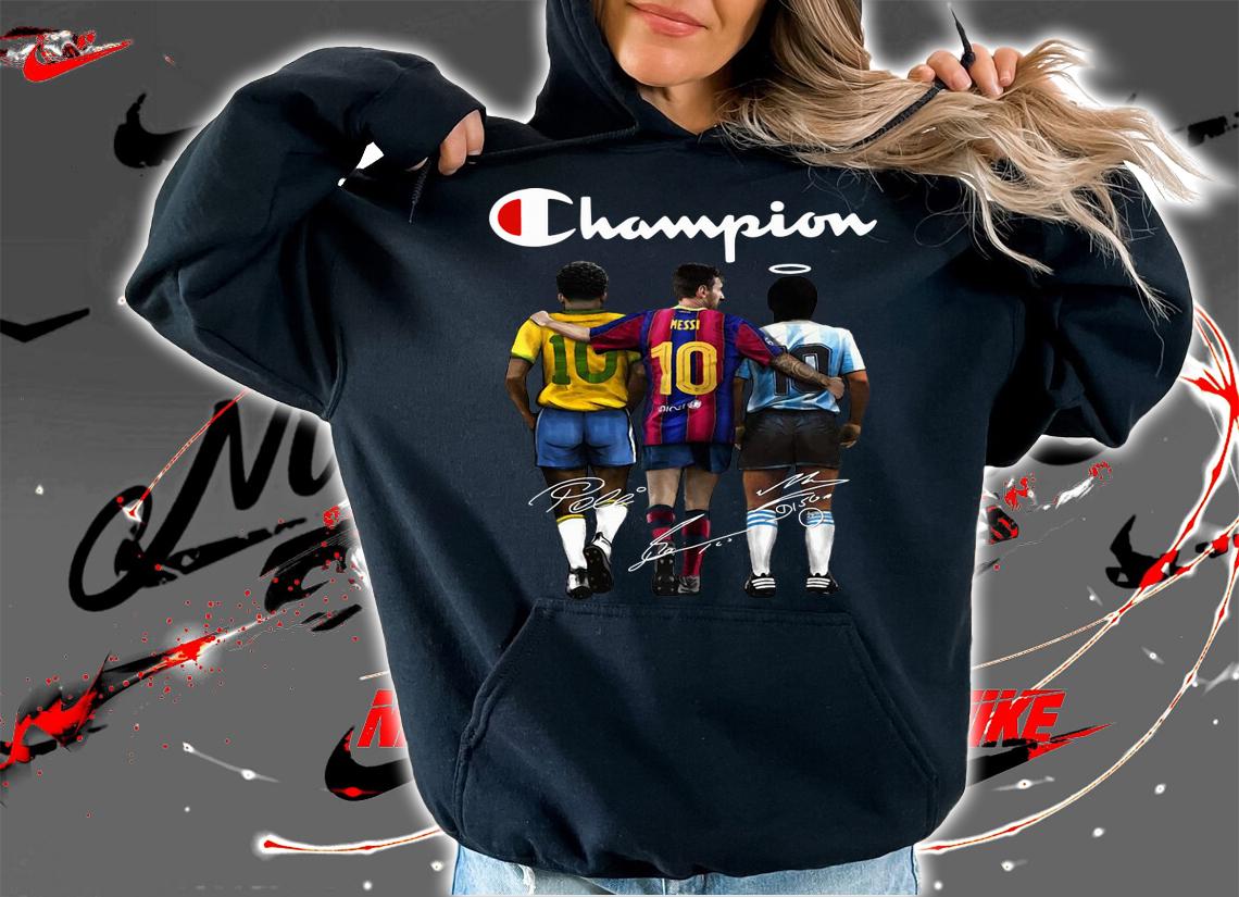 Logo Champion Pelé Lionel Messi Diego Maradona Signatures t-shirt hoodie