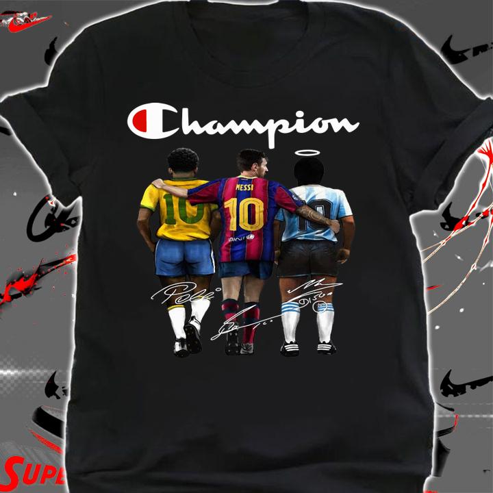 Logo Champion Pelé Lionel Messi Diego Maradona Signatures t-shirt shirt