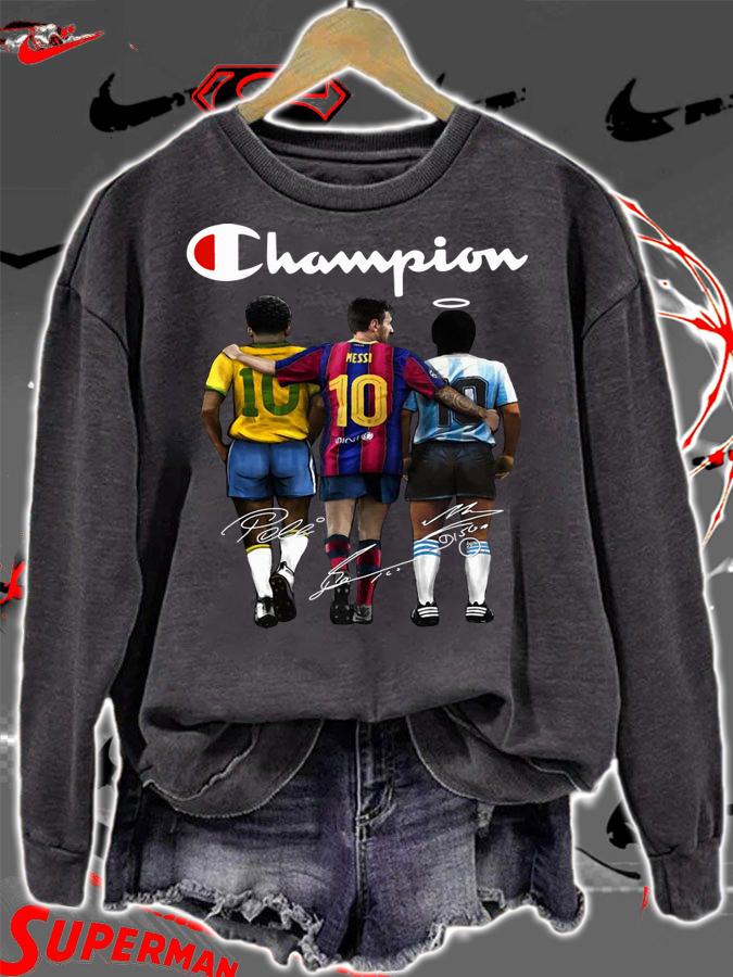 Logo Champion Pelé Lionel Messi Diego Maradona Signatures t-shirt sweatshirt