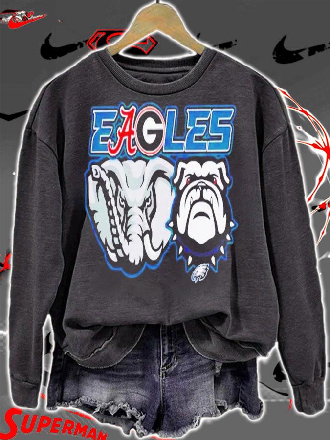 Elephant bulldog Philadelphia Eagles and Alabama Crimson Tide and Georgia Bulldogs t-shirt sweatshirt