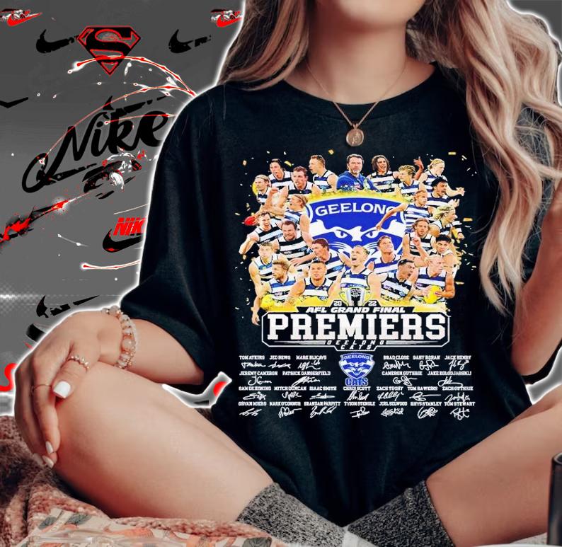 2022 AFL Grand Final Premiers Geelong Cats signatures shirt t-shirt woman shirt