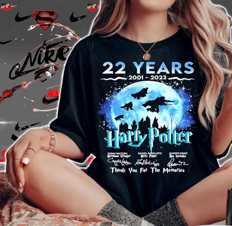 22 Years 2001-2023 Harry Potter Signatures Thank You For The Memories Shirt t-shirt woman shirt
