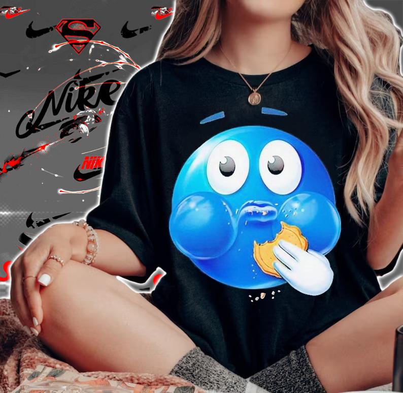 Blue Emoji eating a cookie shirt t-shirt woman shirt