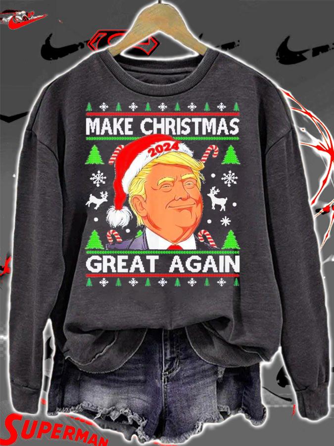 Funny Trump 2024 Make Christmas Great Again Ugly T-Shirt t-shirt sweatshirt