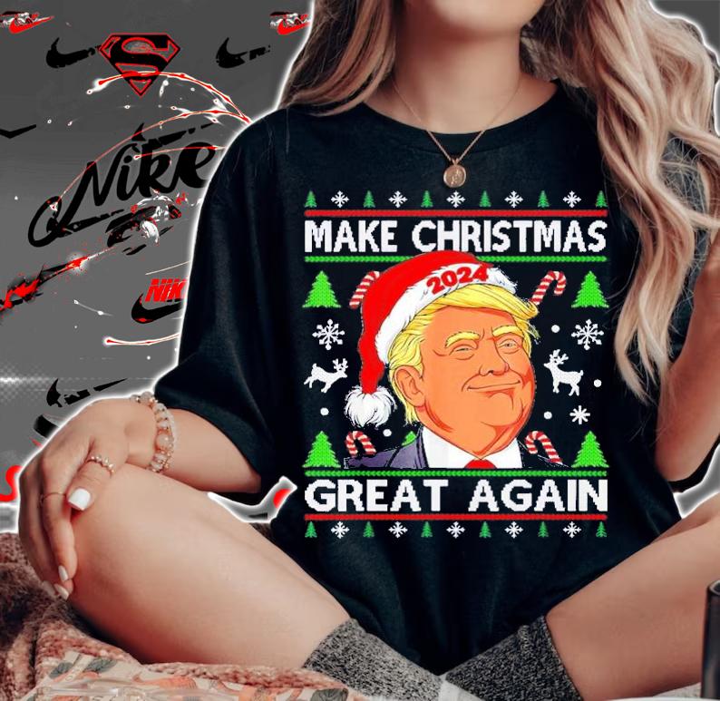 Funny Trump 2024 Make Christmas Great Again Ugly T-Shirt t-shirt woman shirt
