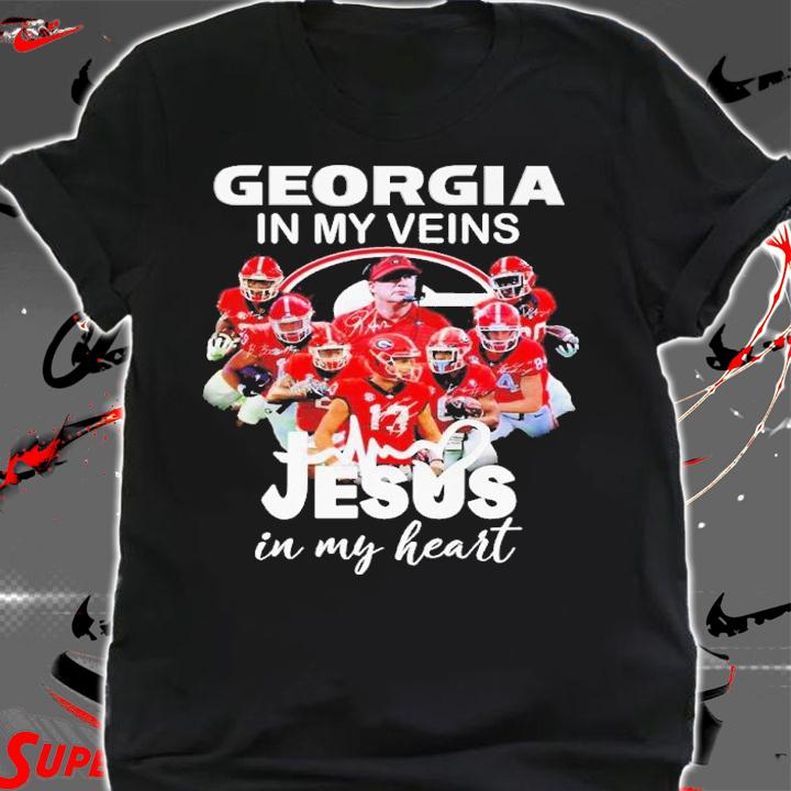 Georgia Bulldogs In My Veins Jesus In My Heart Signatures 2022 Shirt t-shirt shirt