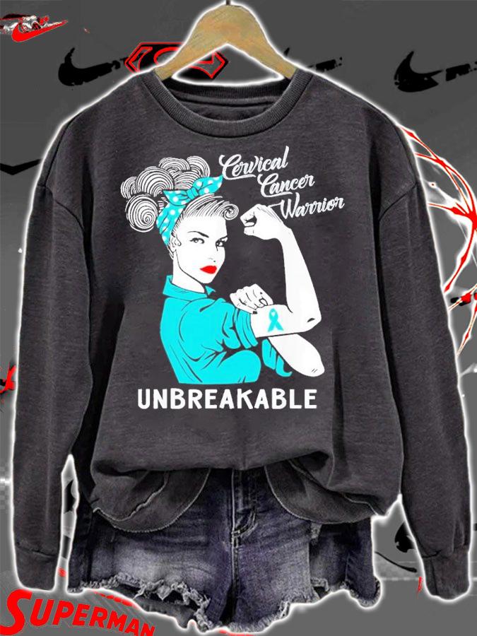 Breast Cancer Awareness Cervical Cancer Warrior Unbreakable Shirt t-shirt sweatshirt
