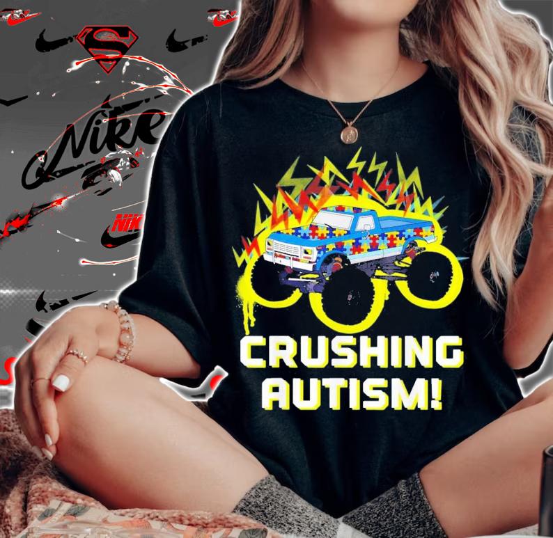 Crushing Autism Mega Truck Kids Monster Truck T-Shirt t-shirt