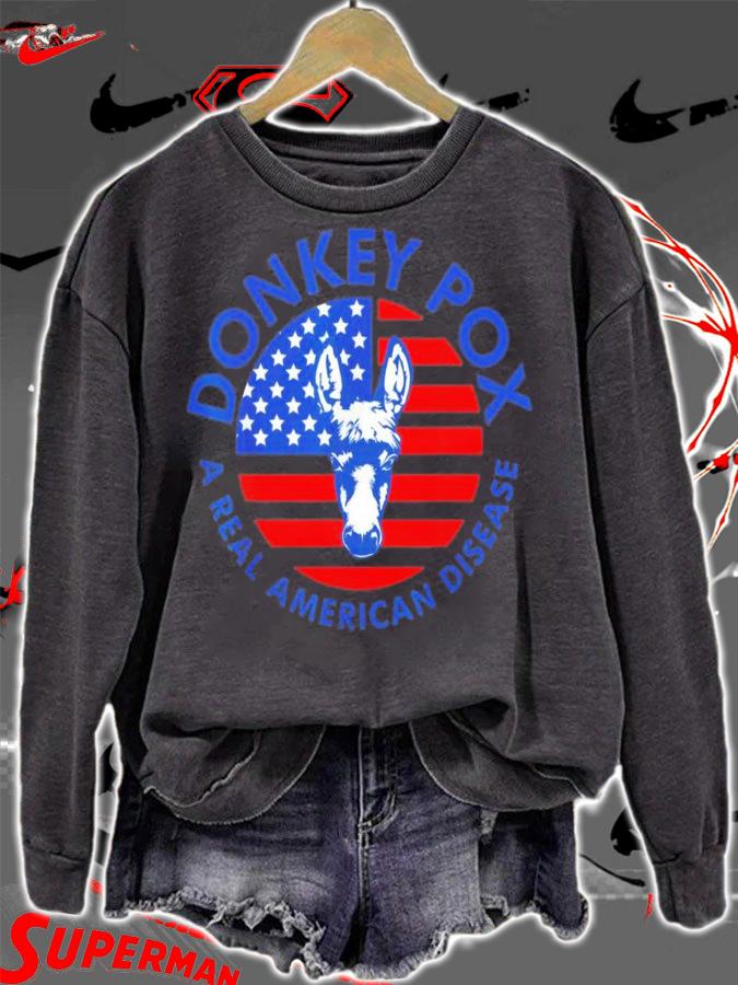 Donkey Pox A Real American Disease US Flag T-Shirt t-shirt sweatshirt