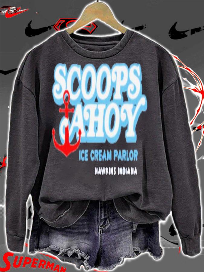 Scoops Ahoy Ice Cream Parlor Strange Things Hawkins Indiana T-Shirt t-shirt sweatshirt