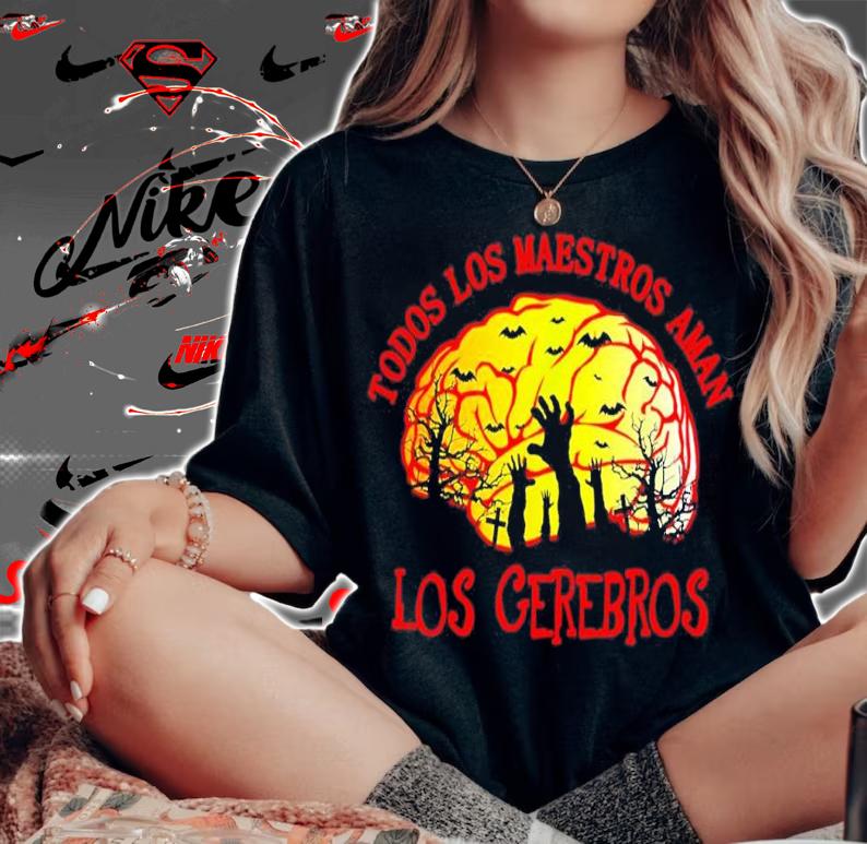 Teacher Halloween Spanish Teacher Halloween Squad All Teachers Love Brains shirt t-shirt