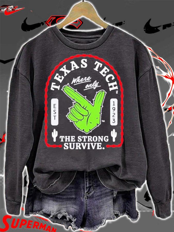 Texas Tech Where Only The Strong Survive Guns Up Cactus Shirt t-shirt sweatshirt