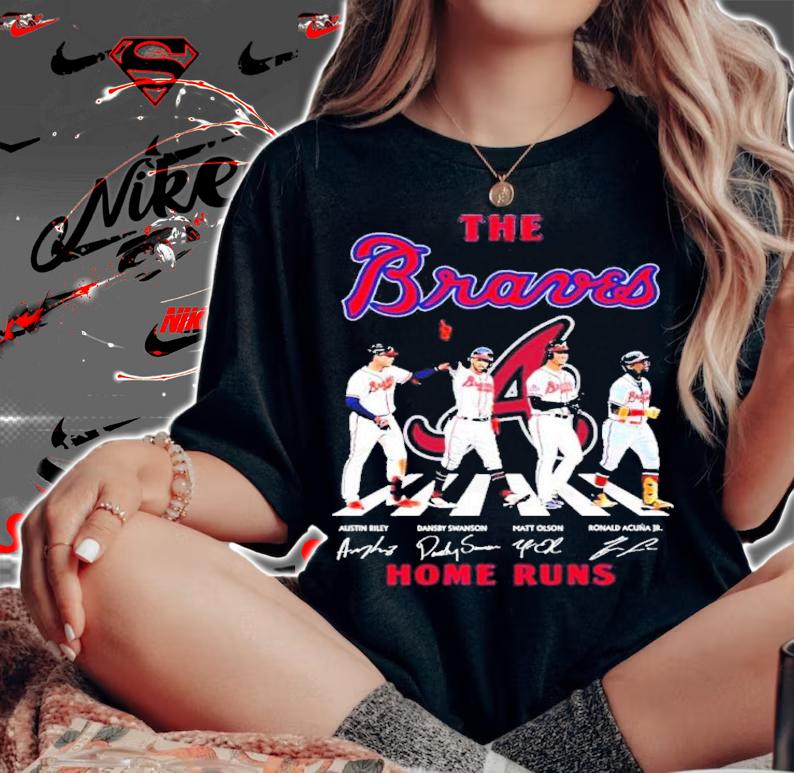 The Braves Home Runs Riley Swanson Olson And Acuna Jr Abbey Road Signatures Shirt t-shirt woman shirt