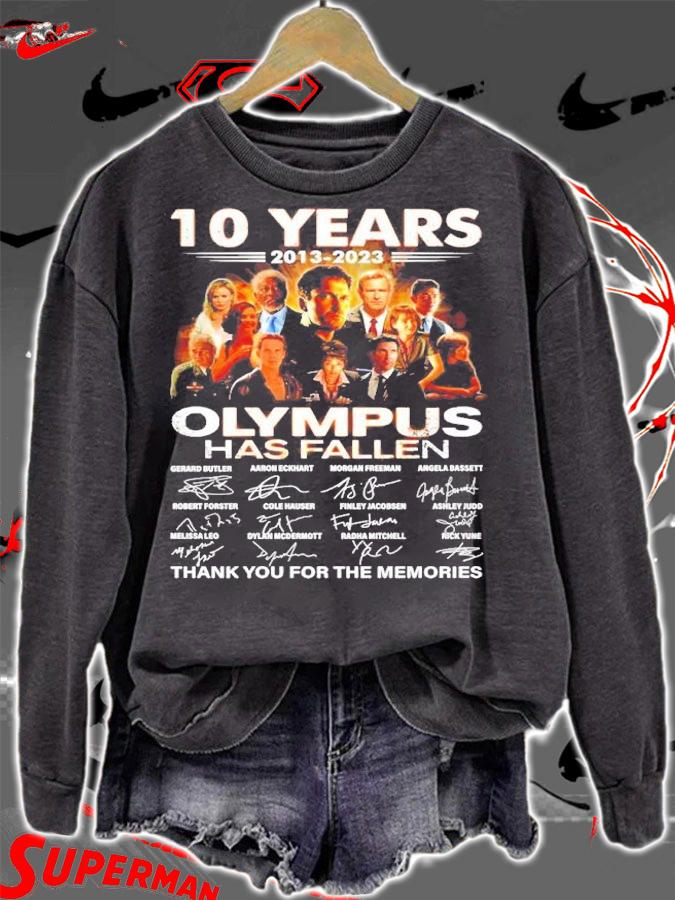 10 years 2013 2023 Olympus Has Fallen signatures thank you for the memories shirt t-shirt