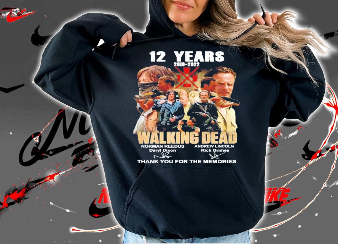 12 Years 2010-2022 Walking Dead Signatures Thank You For The Memories Shirt t-shirt