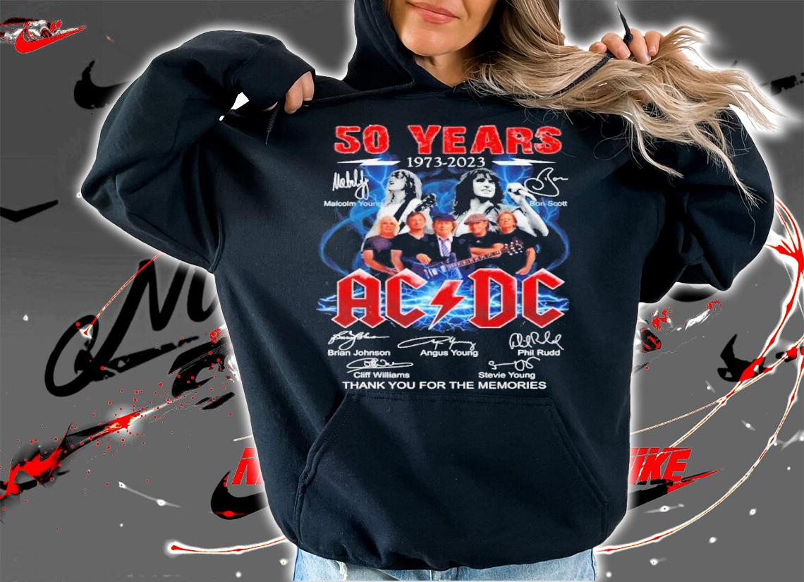 50 Years 1973-2023 ACDC Signatures Thank You For The Memories Shirt t-shirt hoodie