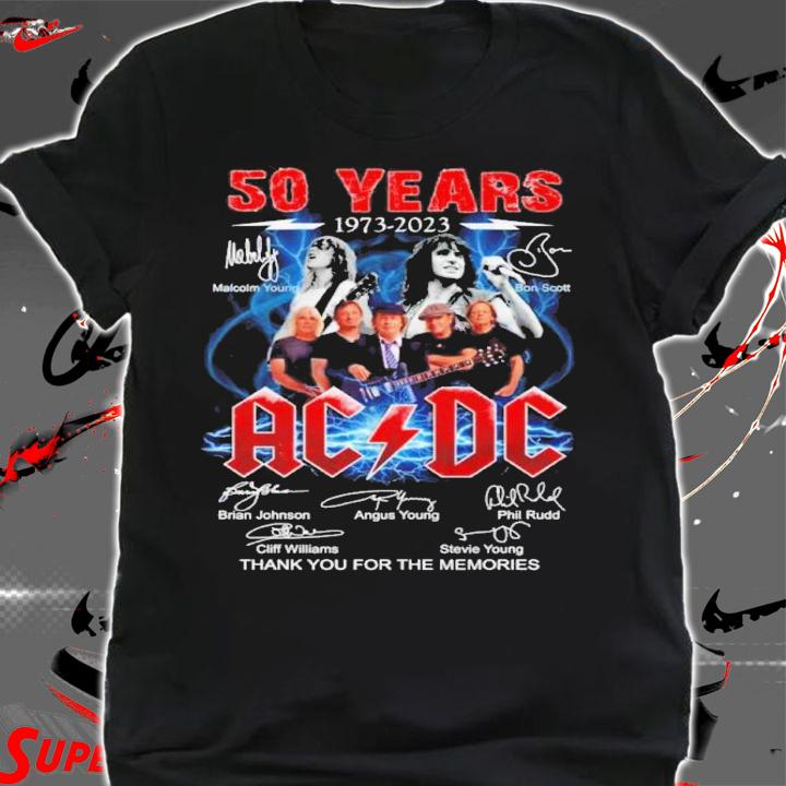 50 Years 1973-2023 ACDC Signatures Thank You For The Memories Shirt t-shirt shirt