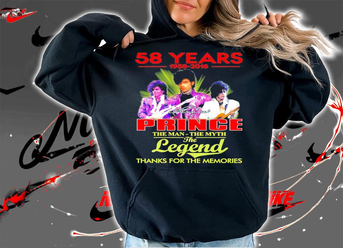 58 Years 1958-2021 Prince The Man The Myth The Legend Thank You For The Memories Shirt t-shirt hoodie