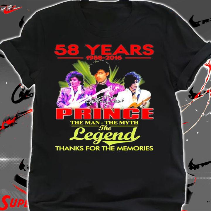 58 Years 1958-2021 Prince The Man The Myth The Legend Thank You For The Memories Shirt t-shirt shirt