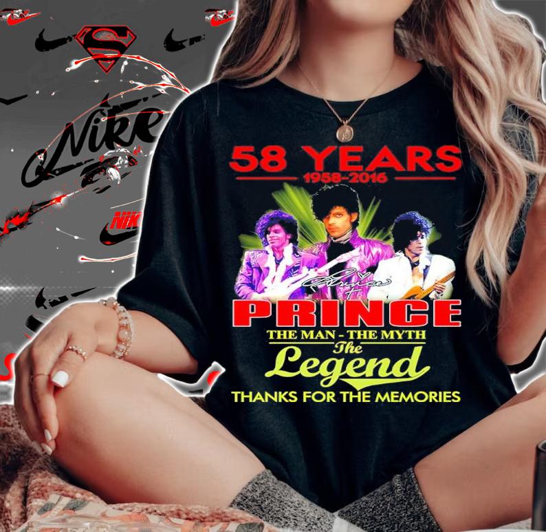 58 Years 1958-2021 Prince The Man The Myth The Legend Thank You For The Memories Shirt t-shirt woman shirt