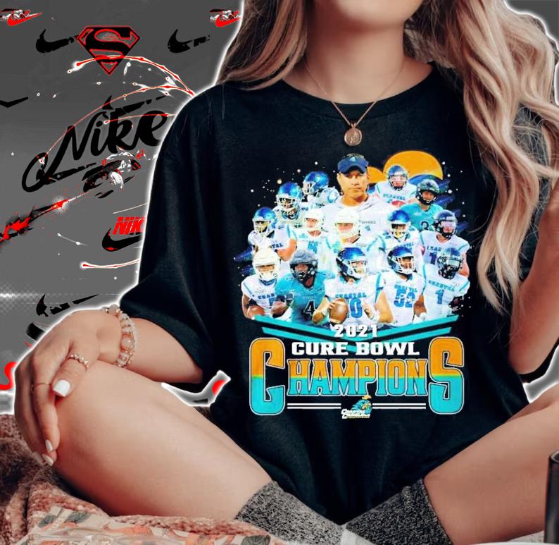2021 Coastal Carolina Chanticleers Cure Bowl Champions Signatures Shirt t-shirt woman shirt