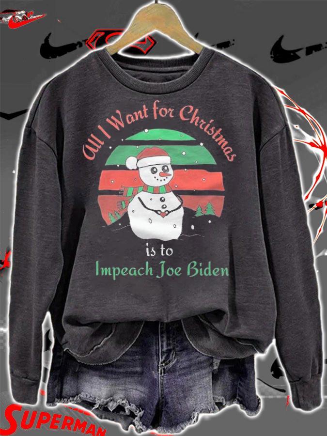 All I Want For Christmas Is To Impeach Joe Biden Snowman T-Shirt t-shirt sweatshirt