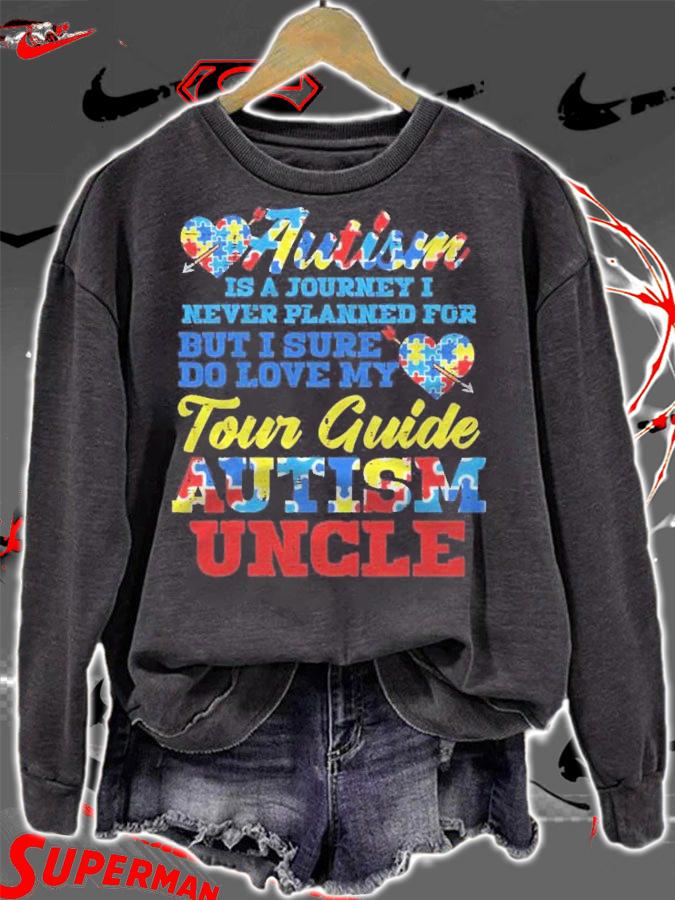 Autism Journey Never Planned Tour Guide Uncle Awareness Men shirt t-shirt sweatshirt