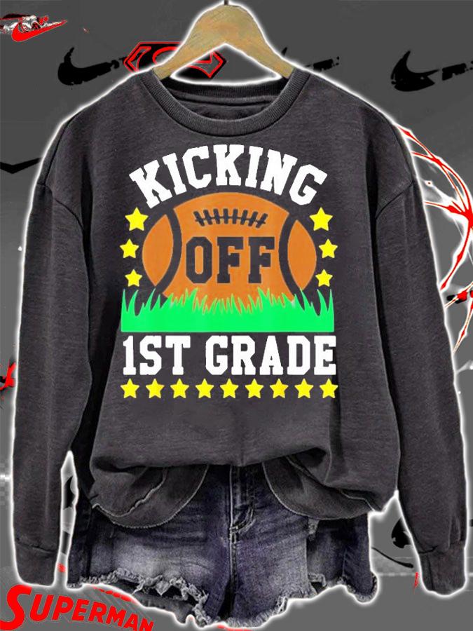 Back to School T Shirt Kicking Off 1st Grade Funny Gift T-Shirt t-shirt sweatshirt