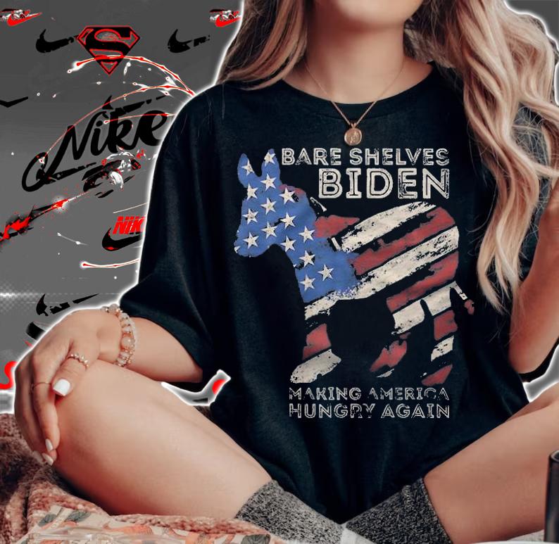 Bare Shelves Joe Biden Making America Hungry Again Political Democrat Flag Vintage T-Shirt t-shirt woman shirt