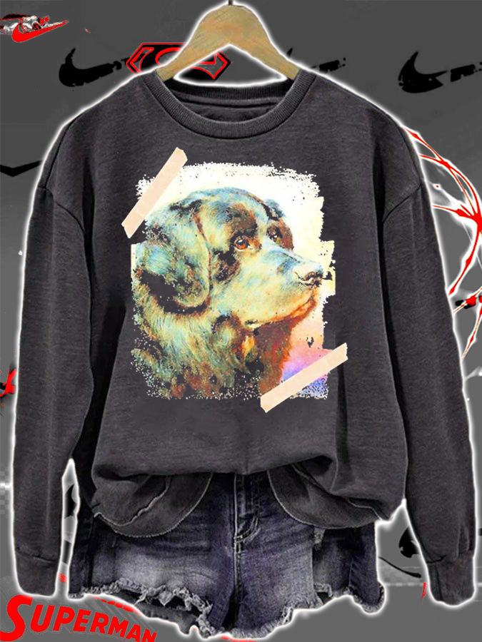 Black Newfoundland Dog Painting T-Shirt t-shirt sweatshirt