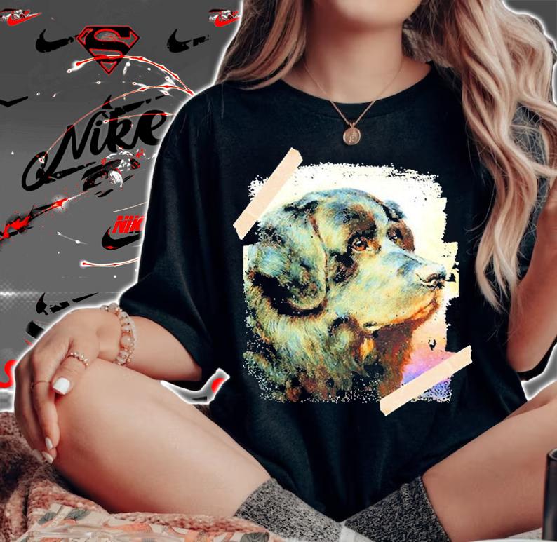 Black Newfoundland Dog Painting T-Shirt t-shirt woman shirt