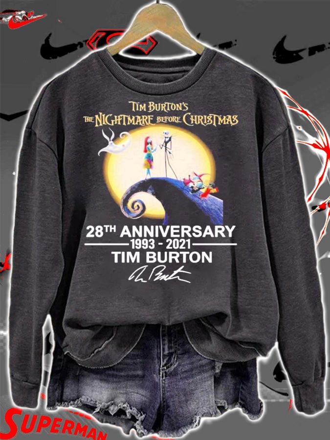 Tim Burton's the nightmare before Christmas 28th anniversary 1993-2021 Tim Burton signature shirt t-shirt sweatshirt
