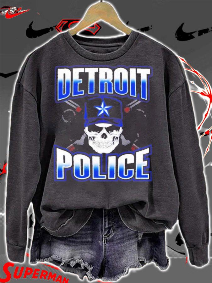 Detroit Michigan Pd Policeman Graphic Skull Guns Shirt t-shirt sweatshirt