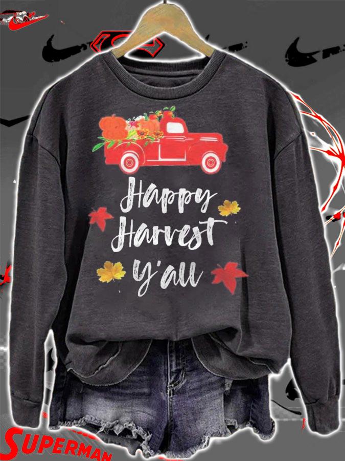 Happy Harvest Yall Red Truck Fall Season Gift Shirt t-shirt sweatshirt