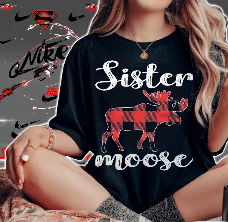 Sister Moose Matching Family Christmas Clothes Plaid Pajama Shirt t-shirt woman shirt