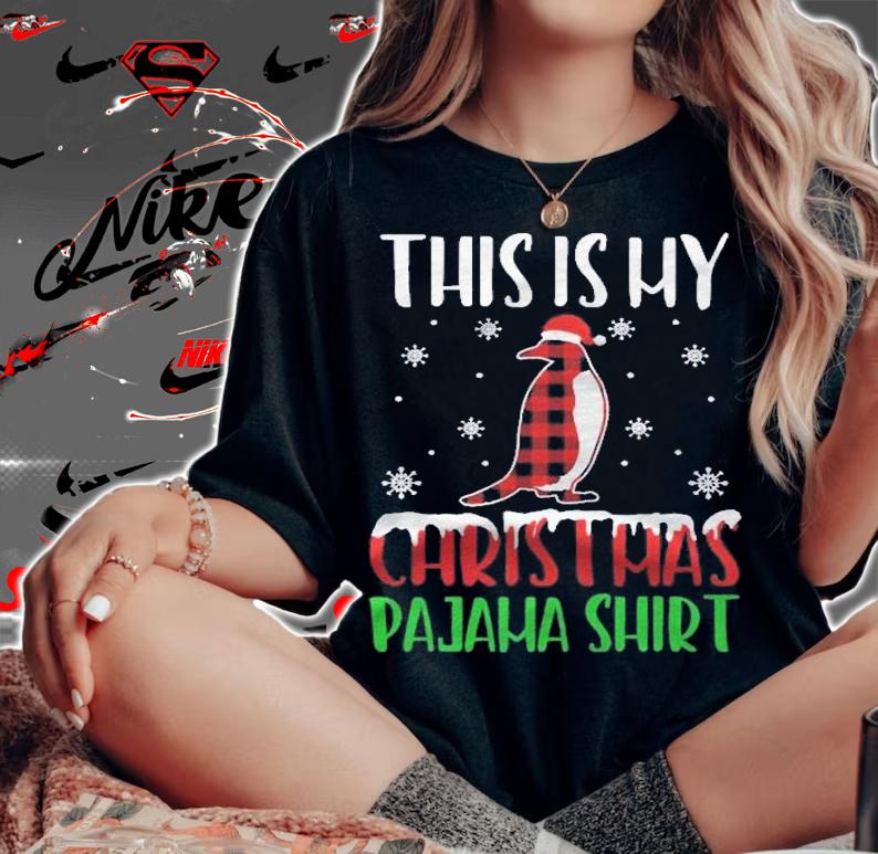 This Is My Christmas Pajama Penguin Buffalo Plaid Checkered Shirt t-shirt