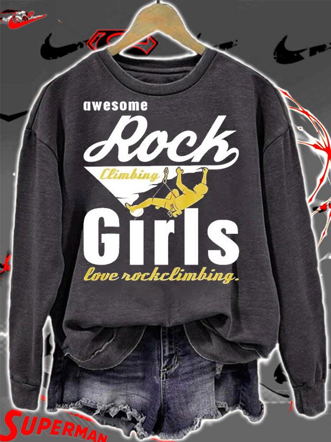 Vintage Mountaineering With Awesome Girls Love Rock Climbing T-Shirt t-shirt sweatshirt