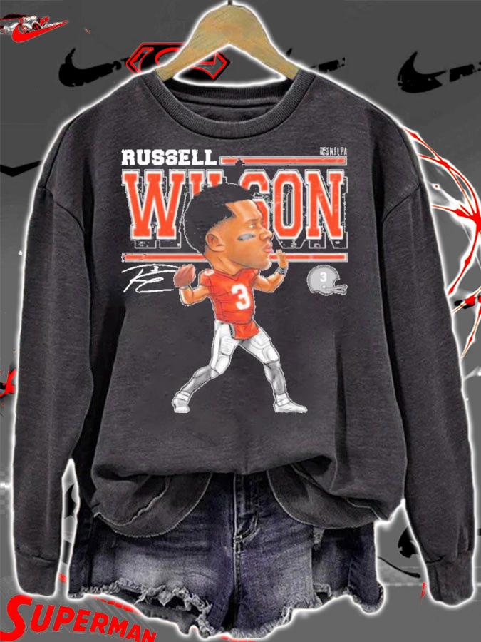 Russell Wilson Denver Cartoon Football Signatures Shirt t-shirt sweatshirt
