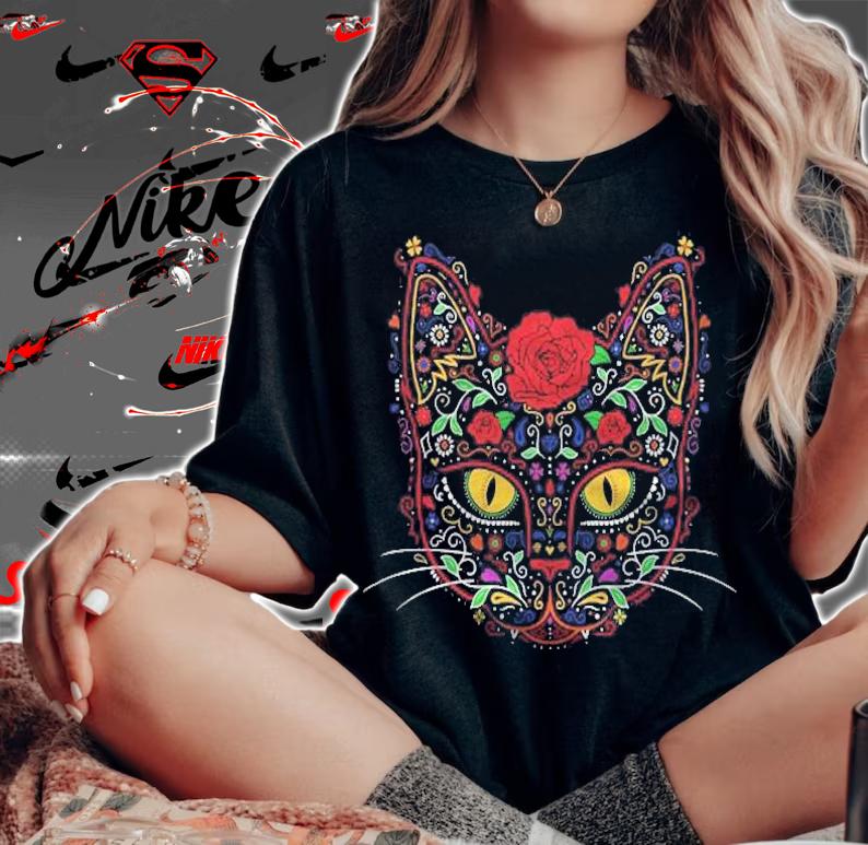 Day Of The Dead Kitty Cat Sugar Skull Essential t-shirt woman shirt