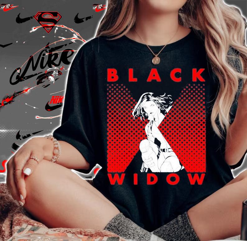 Marvel Black Widow Halftone Portrait Logo T-Shirt t-shirt