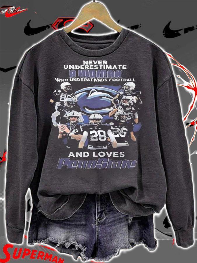 Never Underestimate A Woman Who Understands Football And Love Penn State Shirt t-shirt