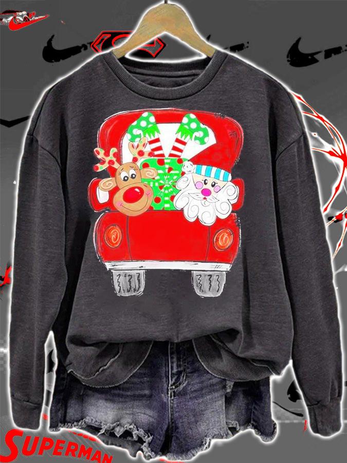 Santa Claus Reindeer In Van Car Christmas T-Shirt t-shirt sweatshirt