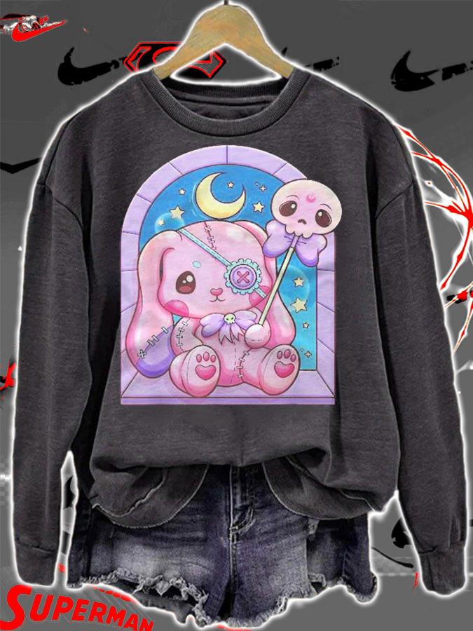 Kawaii Pastel Goth Cute Creepy Rabbit Stuffed Toy Shirt t-shirt sweatshirt
